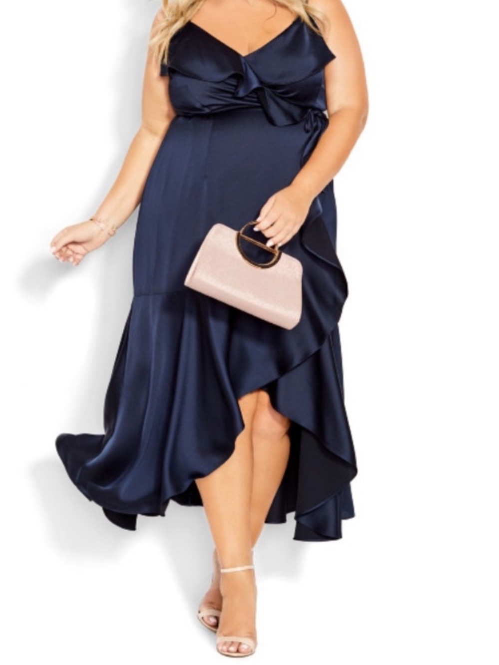 NWT City Chic Amore Ruffle Maxi Wrap Dress